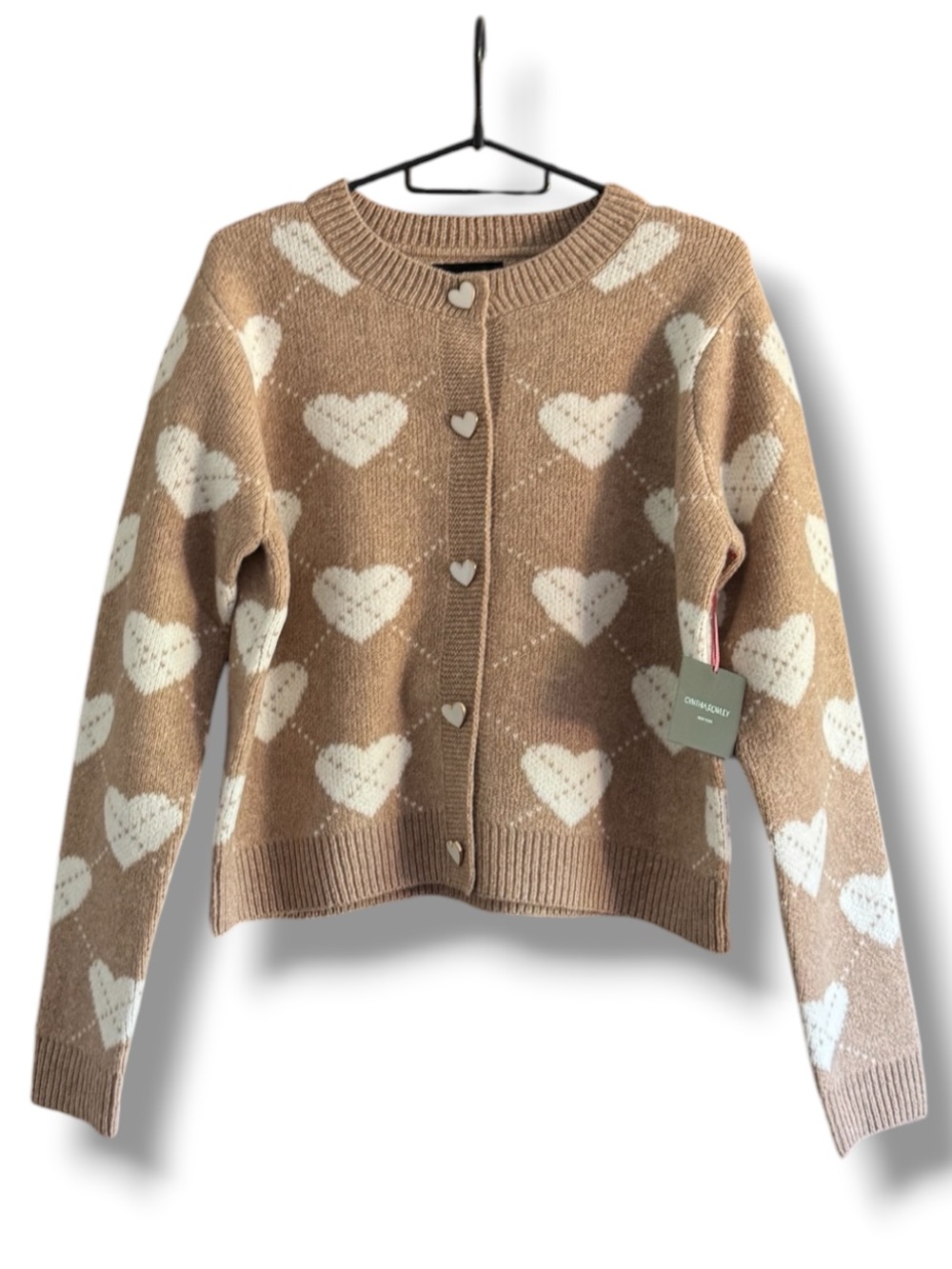 Cynthia Rowley Heart Print Argyle Sweater